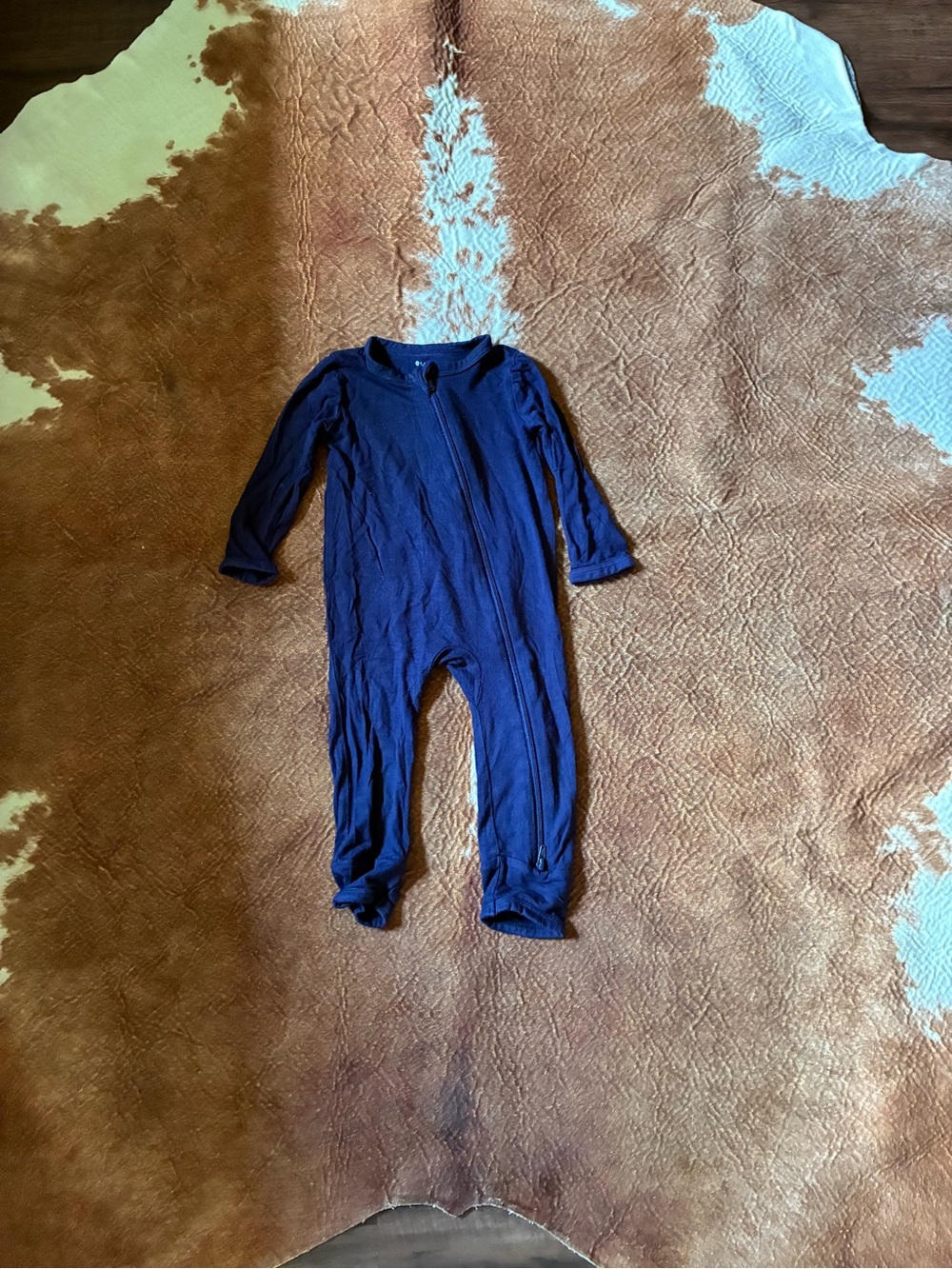 Kyte BABY Navy Blue Long-Sleeve Footed Zipper One-Piece